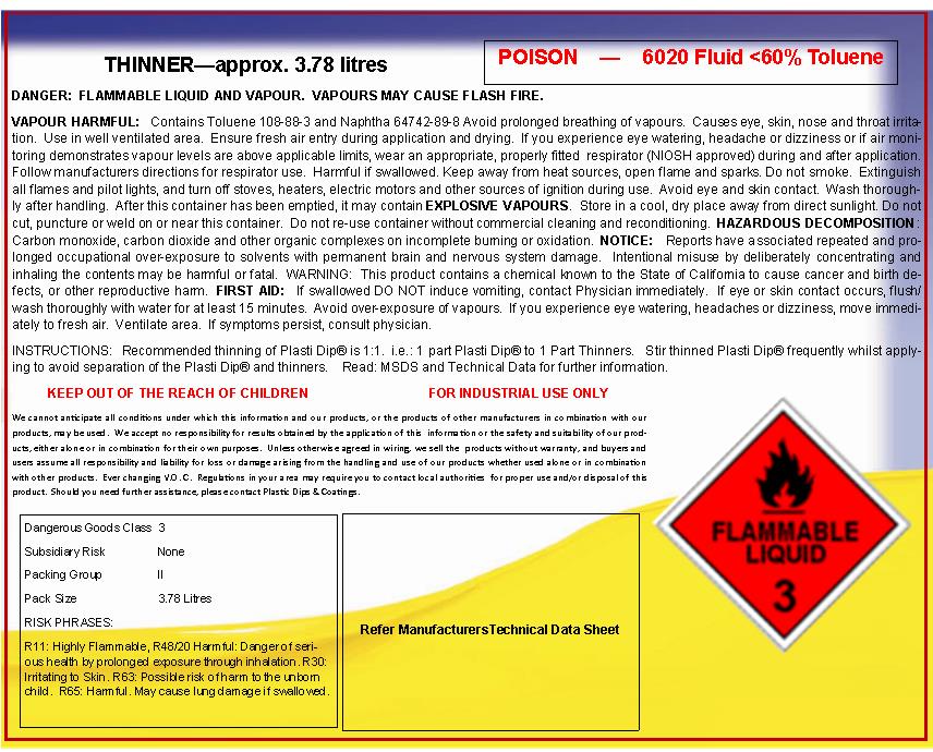 Plasti Dip Thinner 4 ltr Clear